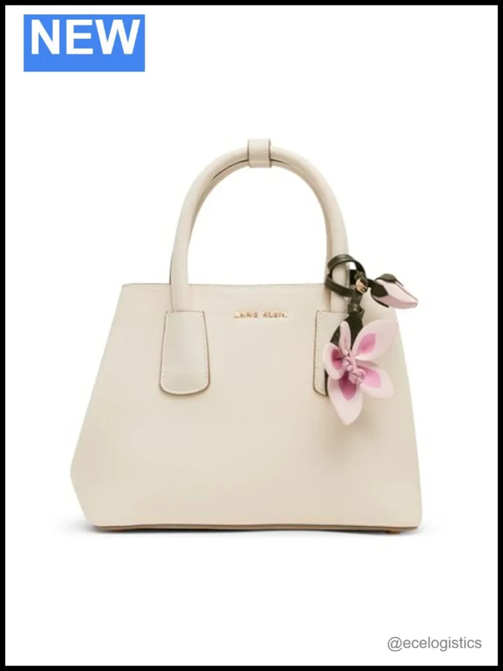 Anne Klein Bonded Satchel with Flower Charm - Convertible Strap